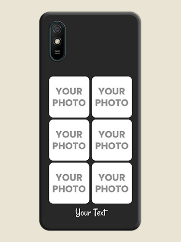 Custom Floral Art with 6 Image Holder on Photo on Space Black Soft Matte Mobile Case - Redmi 9A - alternate view