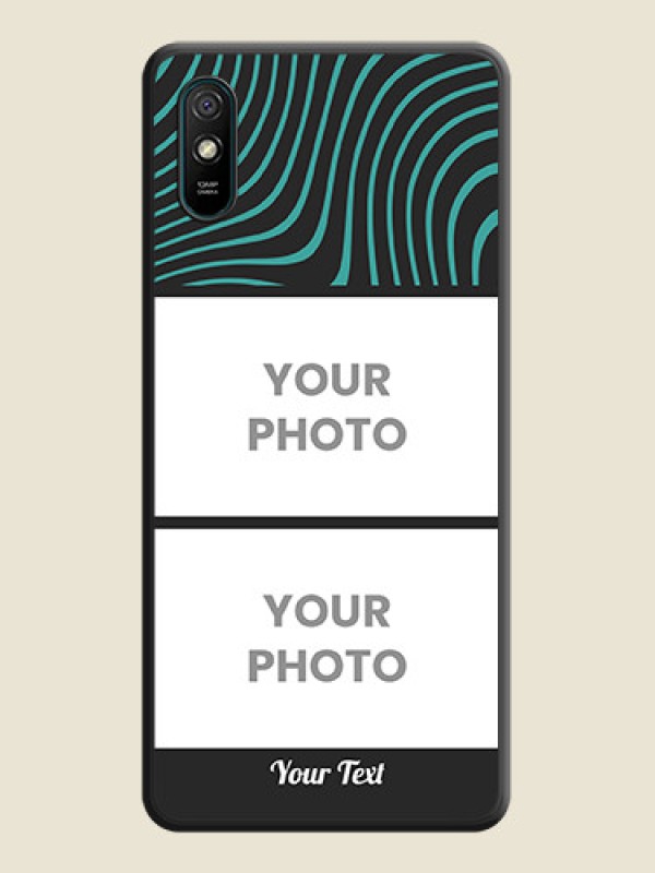 Custom Wave Pattern with 2 Image Holder on Space Black Personalized Soft Matte Phone Covers - Redmi 9A - alternate view
