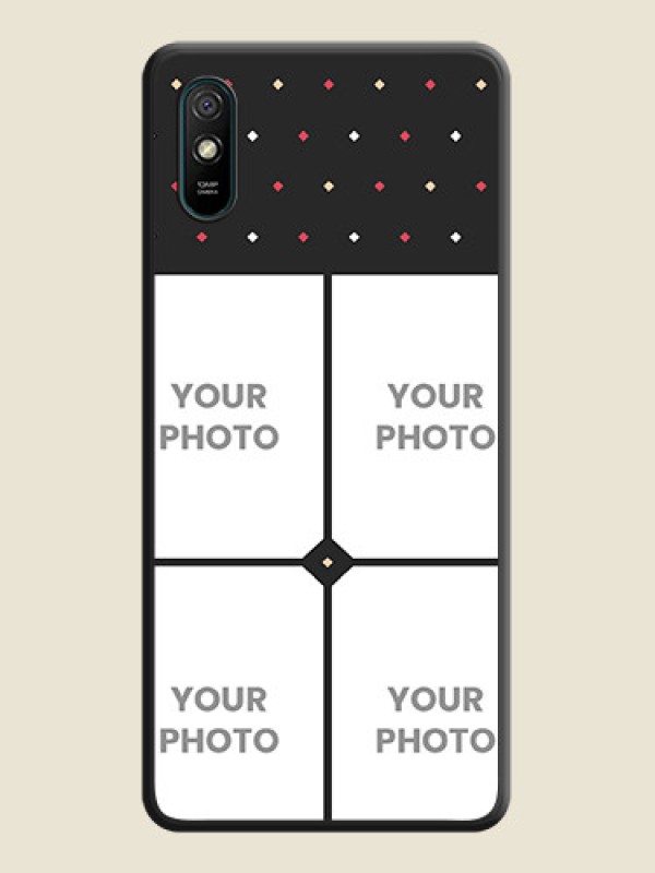 Custom Multicolor Dotted Pattern with 4 Image Holder on Space Black Custom Soft Matte Phone Cases - Redmi 9A - alternate view