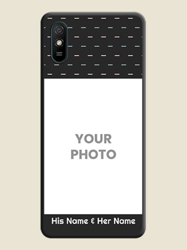 Custom Line Pattern Design with Text on Space Black Custom Soft Matte Phone Back Cover - Redmi 9A - alternate view