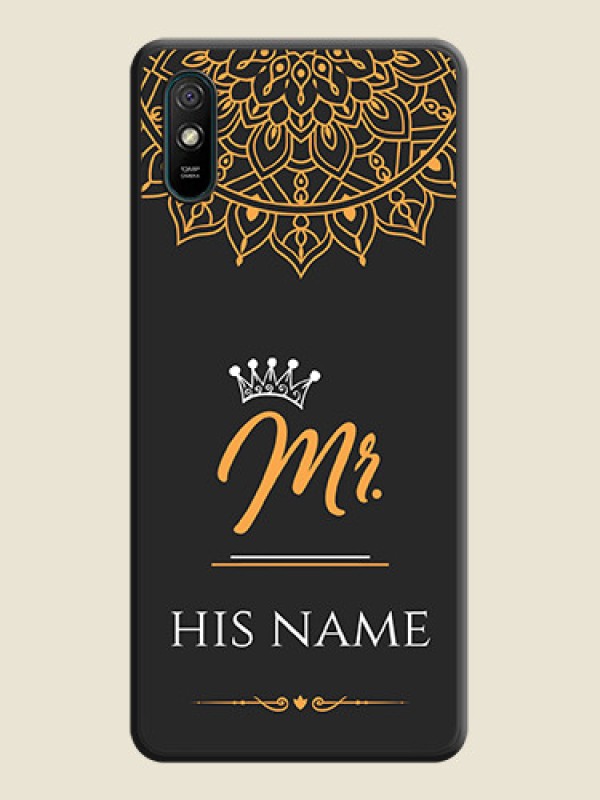 Custom Mr Name with Floral Design  on Personalised Space Black Soft Matte Cases - Redmi 9A - alternate view