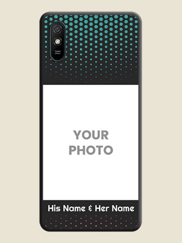 Custom Faded Dots with Grunge Photo Frame and Text on Space Black Custom Soft Matte Phone Cases - Redmi 9A - alternate view