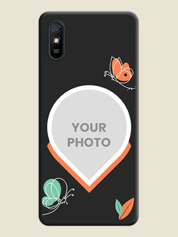 Custom Upload Pic With Simple Butterly Design On Space Black Personalized Soft Matte Phone Covers -Xiaomi Redmi 9A - alternate view