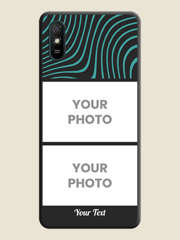 Custom Wave Pattern with 2 Image Holder on Space Black Personalized Soft Matte Phone Covers - Redmi 9i Sport - alternate view