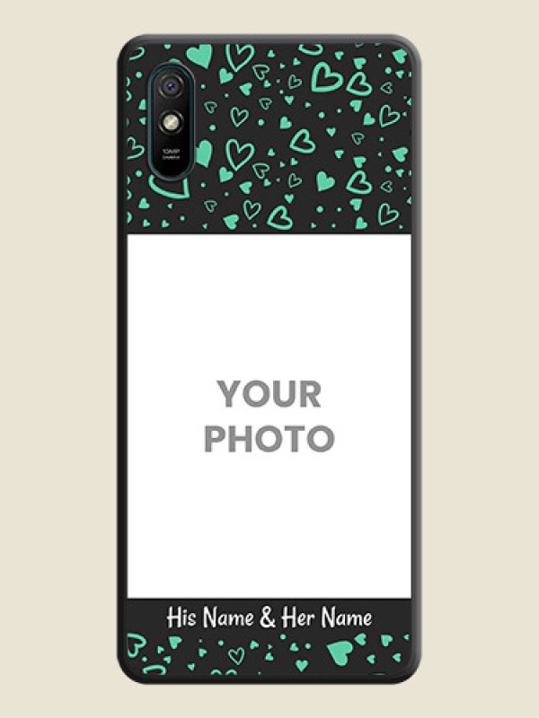 Custom Sea Green Indefinite Love Pattern on Photo on Space Black Soft Matte Mobile Cover - Redmi 9i - alternate view