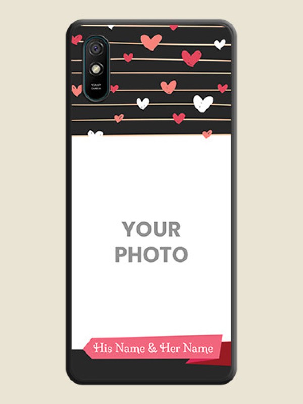 Custom Love Pattern with Name on Pink Ribbon  on Photo on Space Black Soft Matte Back Cover - Redmi 9i - alternate view