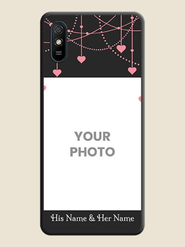 Custom Pink Love Hangings with Text on Space Black Custom Soft Matte Back Cover - Redmi 9i - alternate view