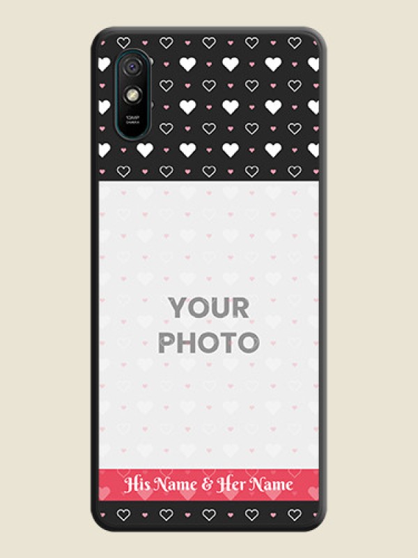 Custom White Color Love Symbols with Text Design on Photo on Space Black Soft Matte Phone Cover - Redmi 9i - alternate view