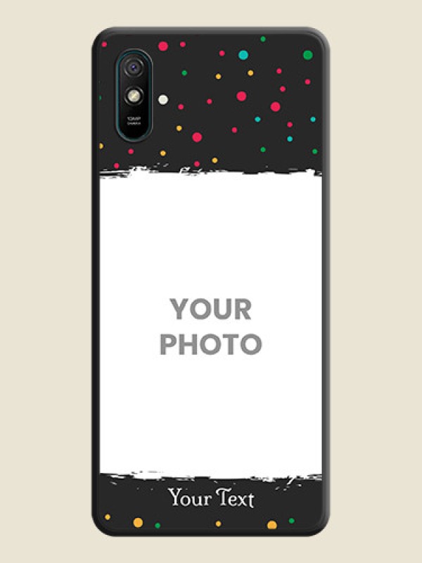 Custom Multicolor Dotted Pattern with Text on Space Black Custom Soft Matte Phone Back Cover - Redmi 9i - alternate view
