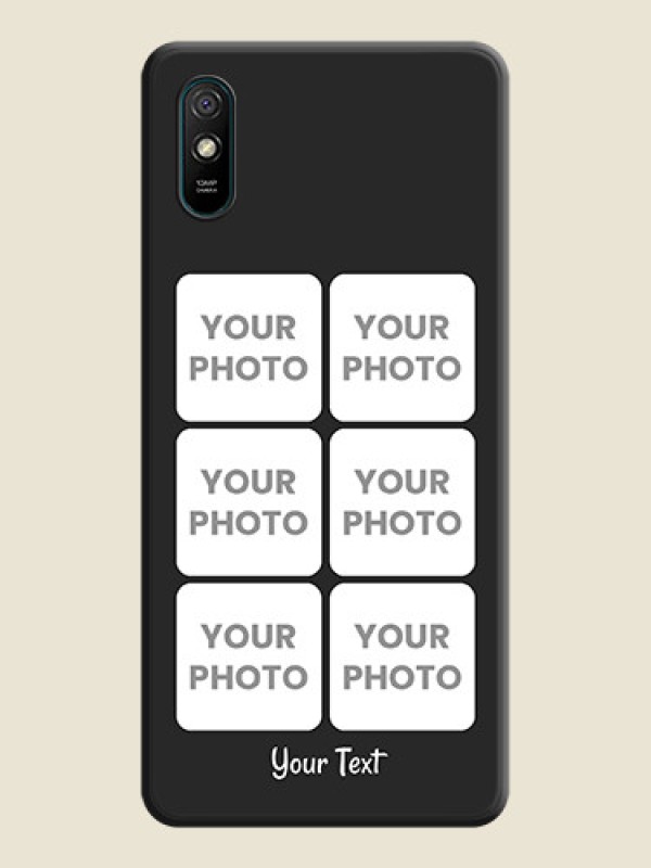 Custom Floral Art with 6 Image Holder on Photo on Space Black Soft Matte Mobile Case - Redmi 9i - alternate view