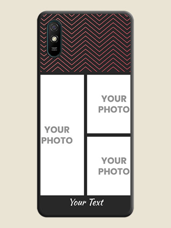 Custom Wave Pattern with 3 Image Holder on Space Black Custom Soft Matte Back Cover - Redmi 9i - alternate view