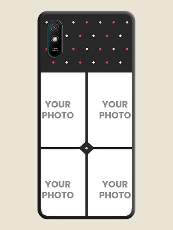 Custom Multicolor Dotted Pattern with 4 Image Holder on Space Black Custom Soft Matte Phone Cases - Redmi 9i - alternate view