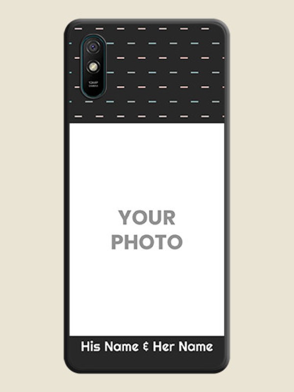 Custom Line Pattern Design with Text on Space Black Custom Soft Matte Phone Back Cover - Redmi 9i - alternate view