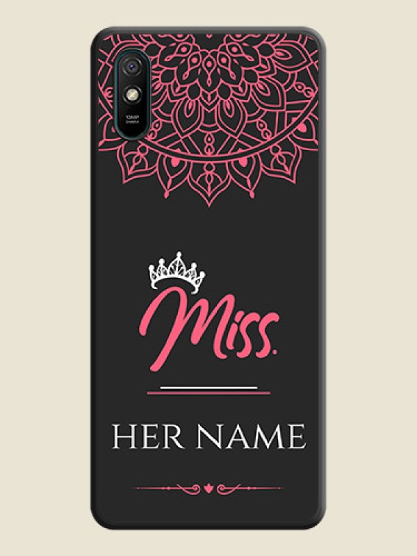 Custom Mrs Name with Floral Design on Space Black Personalized Soft Matte Phone Covers - Redmi 9i - alternate view