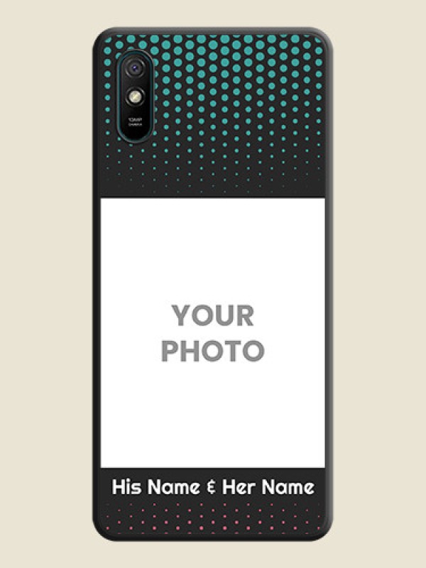 Custom Faded Dots with Grunge Photo Frame and Text on Space Black Custom Soft Matte Phone Cases - Redmi 9i - alternate view