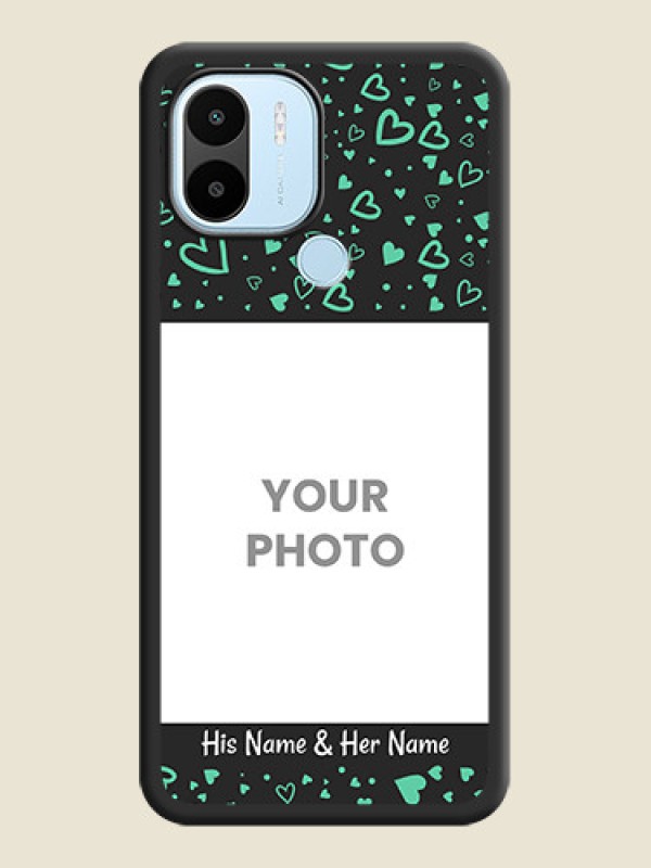 Custom Sea Green Indefinite Love Pattern on Photo on Space Black Soft Matte Mobile Cover - Xiaomi Redmi A1 Plus - alternate view
