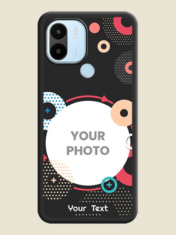 Custom Multicoloured Round Image on Personalised Space Black Soft Matte Cases - Xiaomi Redmi A1 Plus - alternate view