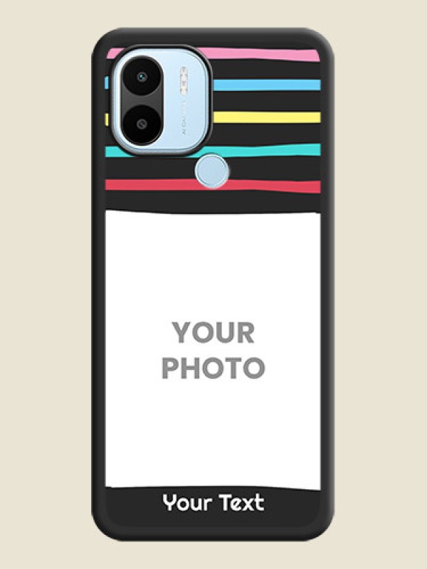 Custom Multicolor Lines with Image on Space Black Personalized Soft Matte Phone Covers - Xiaomi Redmi A1 Plus - alternate view