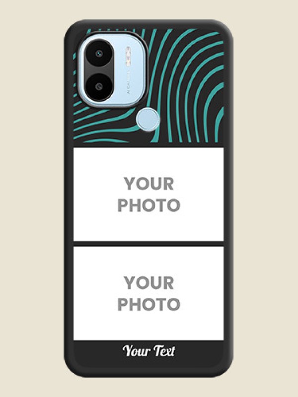 Custom Wave Pattern with 2 Image Holder on Space Black Personalized Soft Matte Phone Covers - Xiaomi Redmi A1 Plus - alternate view