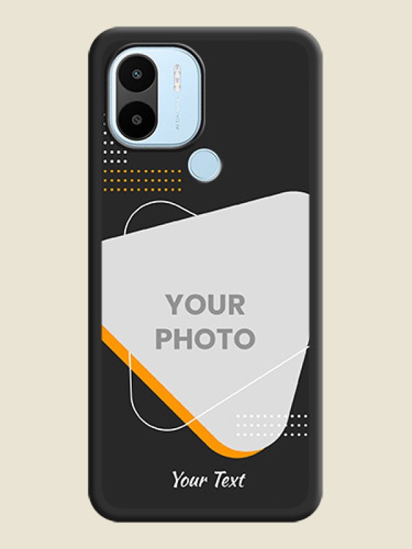 Custom Yellow Triangle on Photo on Space Black Soft Matte Phone Cover - Xiaomi Redmi A1 Plus - alternate view