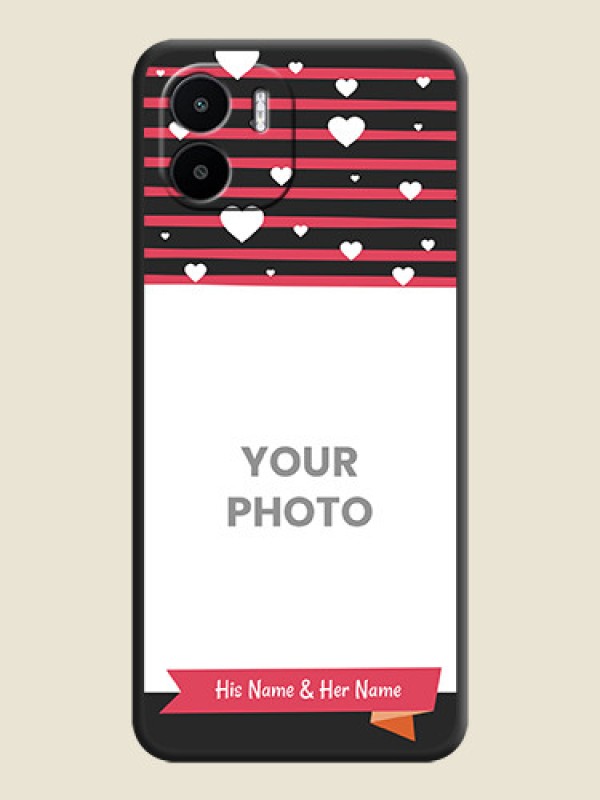 Custom White Color Love Symbols with Pink Lines Pattern on Space Black Custom Soft Matte Phone Cases - Xiaomi Redmi A1 - alternate view