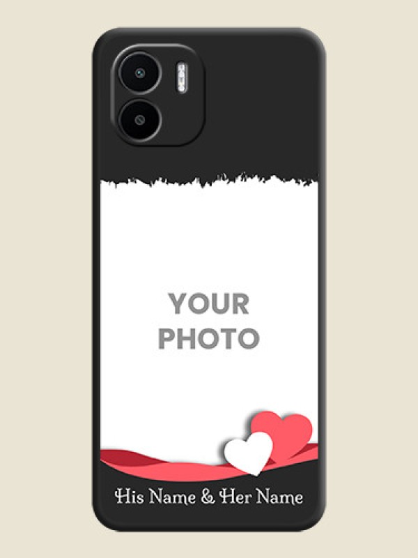 Custom Pin Color Love Shaped Ribbon Design with Text on Space Black Custom Soft Matte Phone Back Cover - Xiaomi Redmi A1 - alternate view