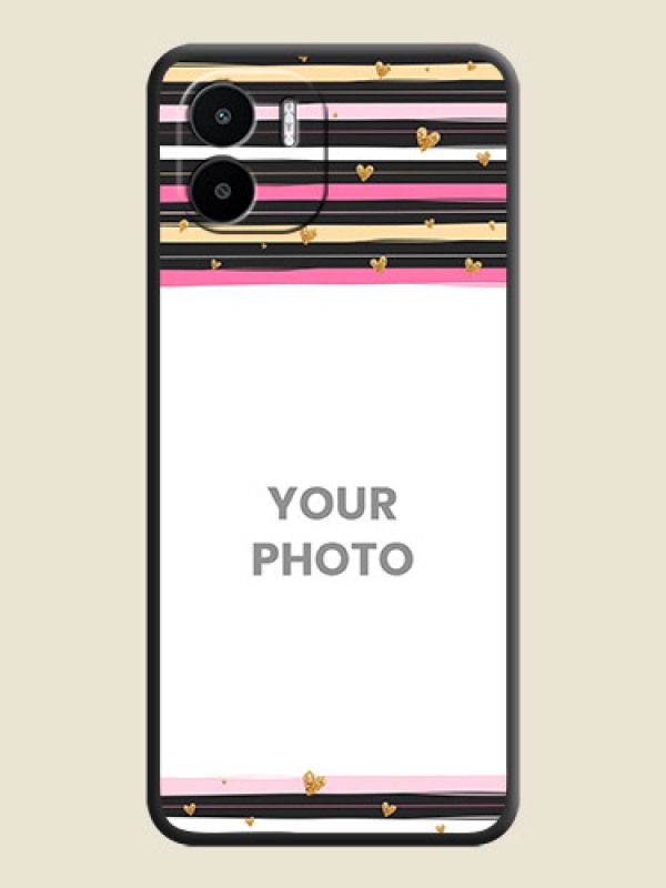 Custom Multicolor Lines and Golden Love Symbols Design on Photo on Space Black Soft Matte Mobile Cover - Xiaomi Redmi A1 - alternate view