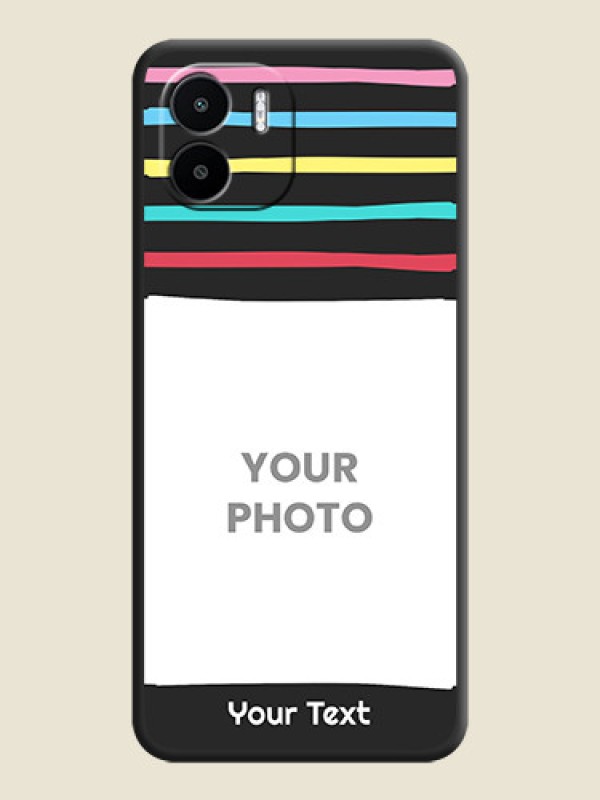 Custom Multicolor Lines with Image on Space Black Personalized Soft Matte Phone Covers - Xiaomi Redmi A1 - alternate view