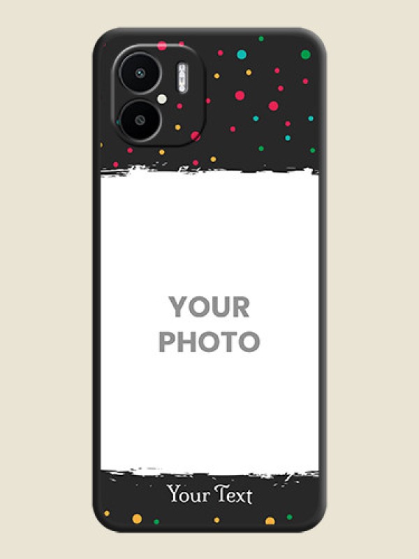 Custom Multicolor Dotted Pattern with Text on Space Black Custom Soft Matte Phone Back Cover - Xiaomi Redmi A1 - alternate view