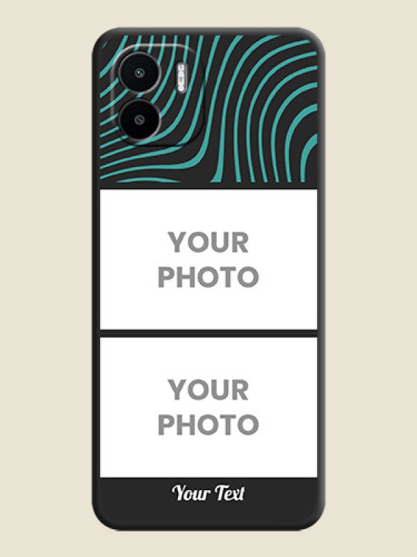 Custom Wave Pattern with 2 Image Holder on Space Black Personalized Soft Matte Phone Covers - Xiaomi Redmi A1 - alternate view