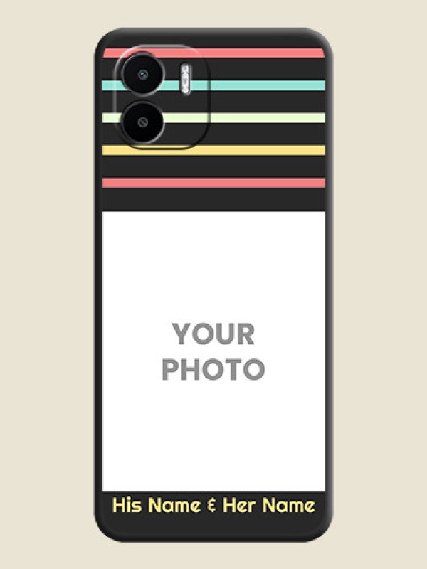 Custom Color Stripes with Photo and Text on Photo on Space Black Soft Matte Mobile Case - Xiaomi Redmi A1 - alternate view