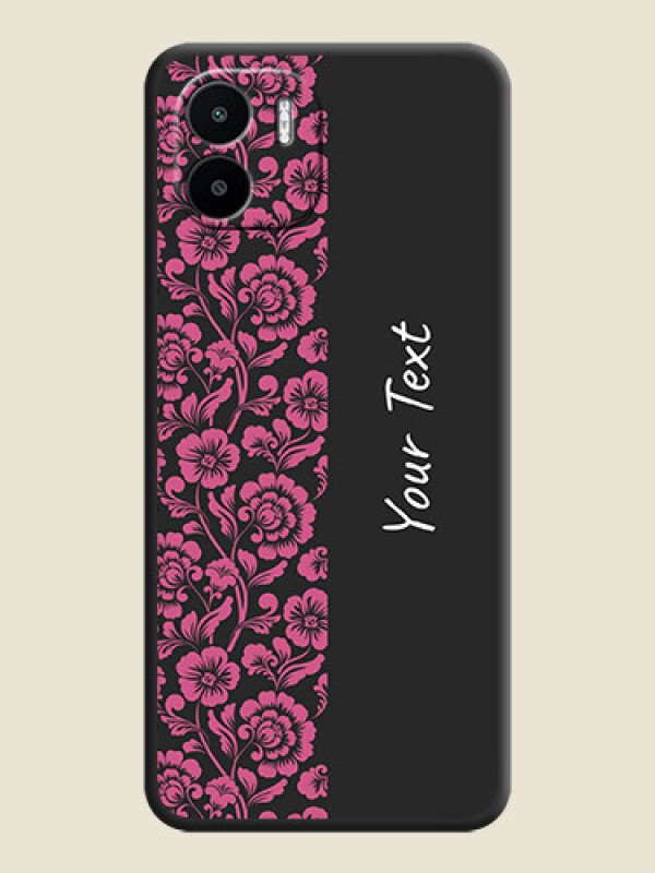 Custom Pink Floral Pattern Design With Custom Text On Space Black Personalized Soft Matte Phone Covers -Xiaomi Redmi A1 - alternate view