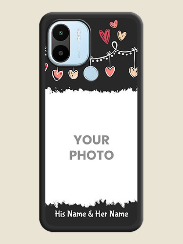 Custom Pink Love Hangings with Name on Space Black Custom Soft Matte Phone Cases - Xiaomi Redmi A2 Plus - alternate view