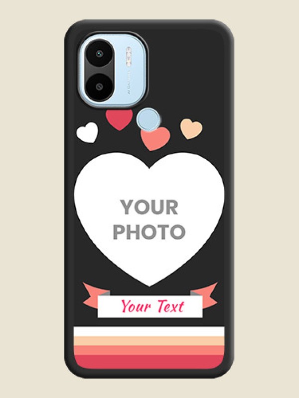 Custom Love Shaped Photo with Colorful Stripes on Personalised Space Black Soft Matte Cases - Xiaomi Redmi A2 Plus - alternate view