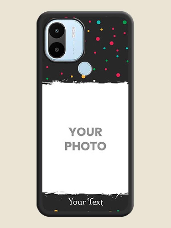Custom Multicolor Dotted Pattern with Text on Space Black Custom Soft Matte Phone Back Cover - Xiaomi Redmi A2 Plus - alternate view