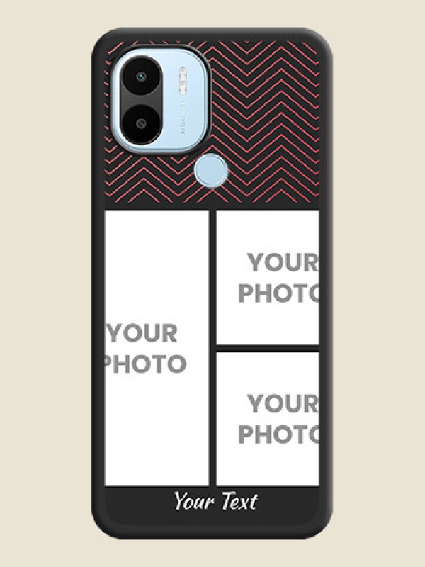 Custom Wave Pattern with 3 Image Holder on Space Black Custom Soft Matte Back Cover - Xiaomi Redmi A2 Plus - alternate view