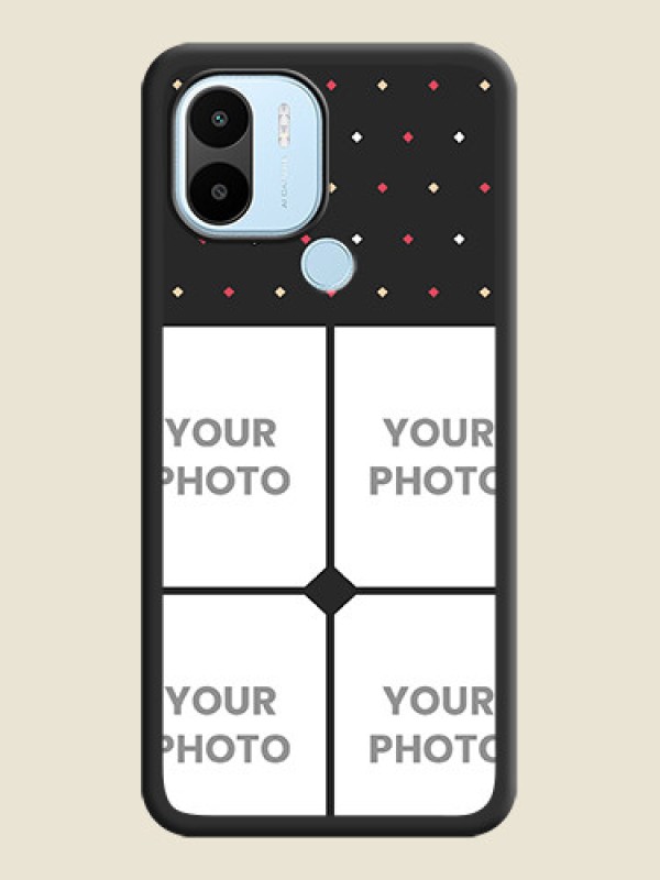Custom Multicolor Dotted Pattern with 4 Image Holder on Space Black Custom Soft Matte Phone Cases - Xiaomi Redmi A2 Plus - alternate view