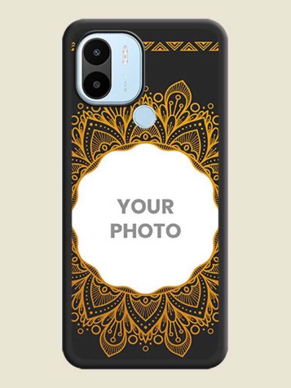 Custom Round Image with Floral Design on Photo on Space Black Soft Matte Mobile Cover - Xiaomi Redmi A2 Plus - alternate view