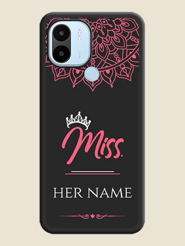 Custom Mrs Name with Floral Design on Space Black Personalized Soft Matte Phone Covers - Xiaomi Redmi A2 Plus - alternate view