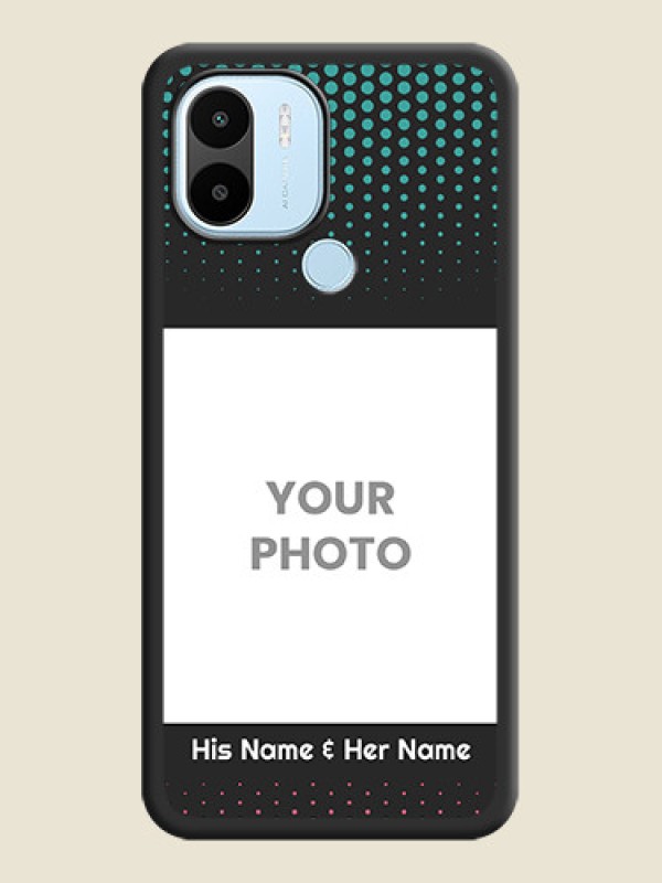 Custom Faded Dots with Grunge Photo Frame and Text on Space Black Custom Soft Matte Phone Cases - Xiaomi Redmi A2 Plus - alternate view
