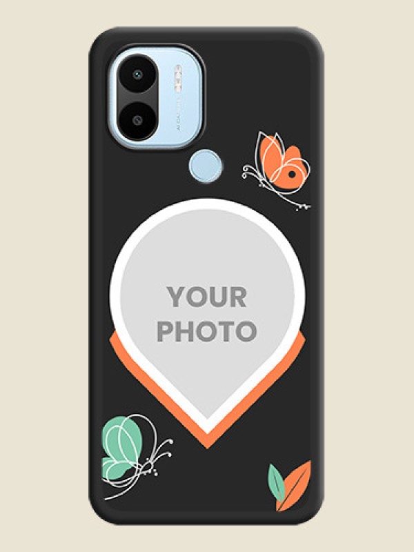 Custom Upload Pic With Simple Butterly Design On Space Black Personalized Soft Matte Phone Covers -Xiaomi Redmi A2 Plus - alternate view