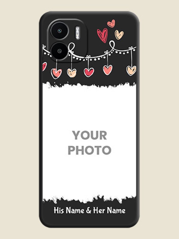 Custom Pink Love Hangings with Name on Space Black Custom Soft Matte Phone Cases - Xiaomi Redmi A2 - alternate view