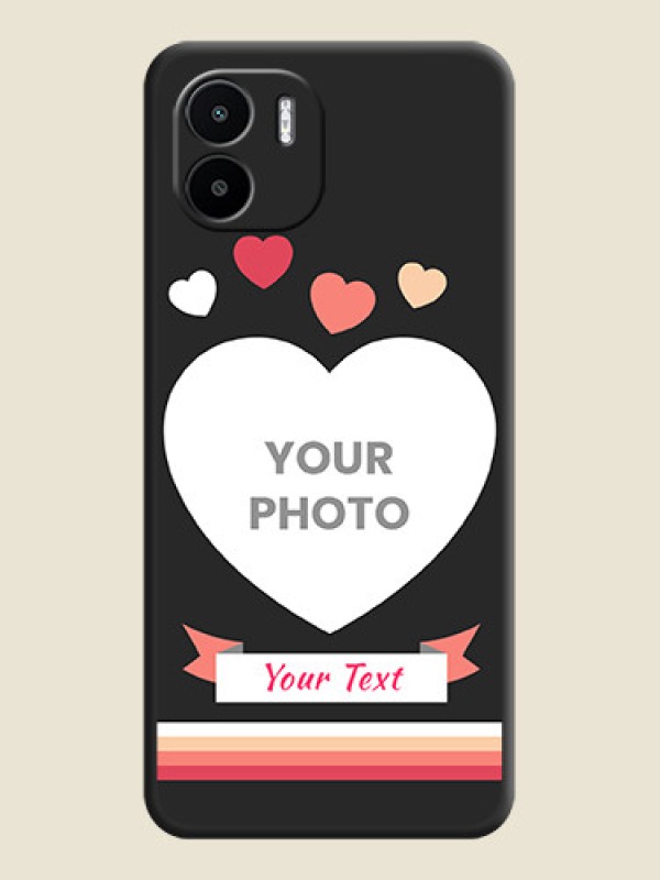 Custom Love Shaped Photo with Colorful Stripes on Personalised Space Black Soft Matte Cases - Xiaomi Redmi A2 - alternate view