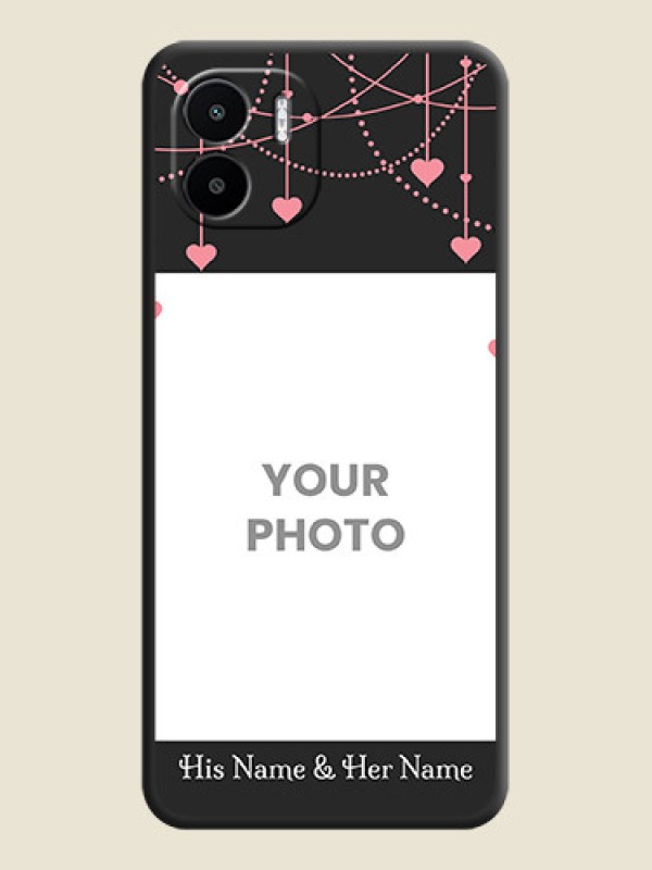Custom Pink Love Hangings with Text on Space Black Custom Soft Matte Back Cover - Xiaomi Redmi A2 - alternate view
