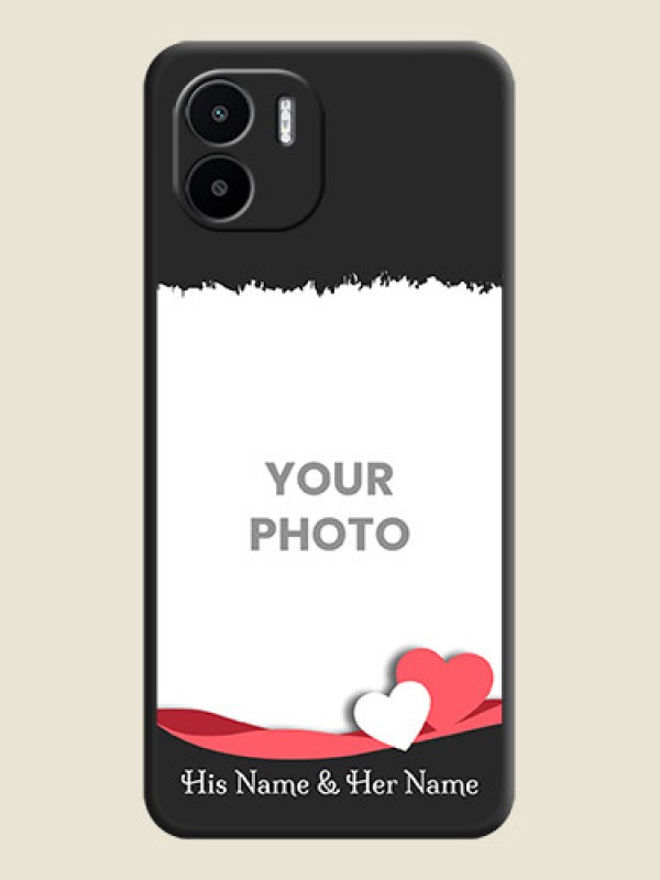 Custom Pin Color Love Shaped Ribbon Design with Text on Space Black Custom Soft Matte Phone Back Cover - Xiaomi Redmi A2 - alternate view