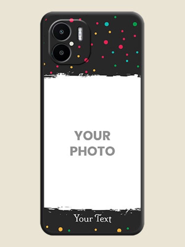 Custom Multicolor Dotted Pattern with Text on Space Black Custom Soft Matte Phone Back Cover - Xiaomi Redmi A2 - alternate view