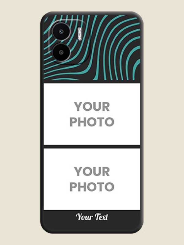 Custom Wave Pattern with 2 Image Holder on Space Black Personalized Soft Matte Phone Covers - Xiaomi Redmi A2 - alternate view