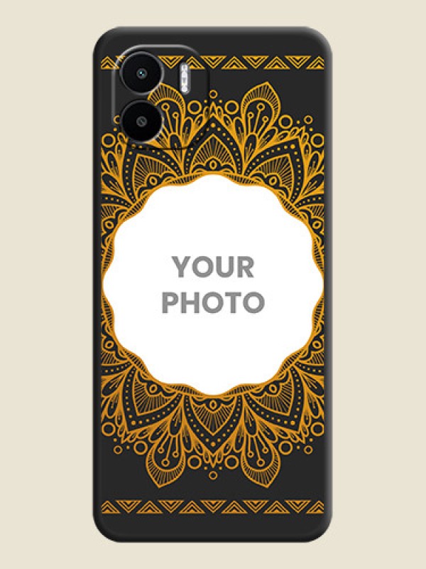 Custom Round Image with Floral Design on Photo on Space Black Soft Matte Mobile Cover - Xiaomi Redmi A2 - alternate view