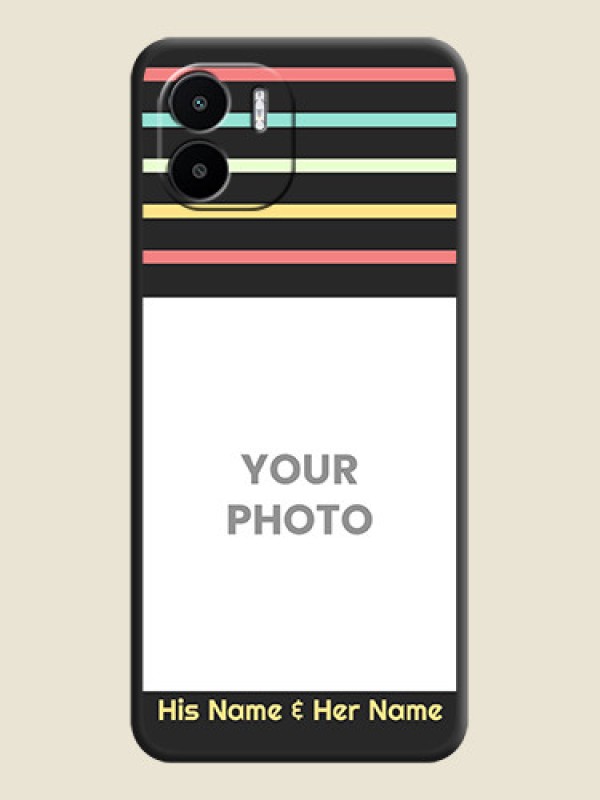 Custom Color Stripes with Photo and Text on Photo on Space Black Soft Matte Mobile Case - Xiaomi Redmi A2 - alternate view