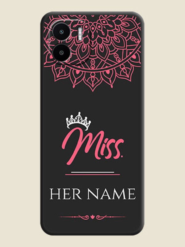 Custom Mrs Name with Floral Design on Space Black Personalized Soft Matte Phone Covers - Xiaomi Redmi A2 - alternate view
